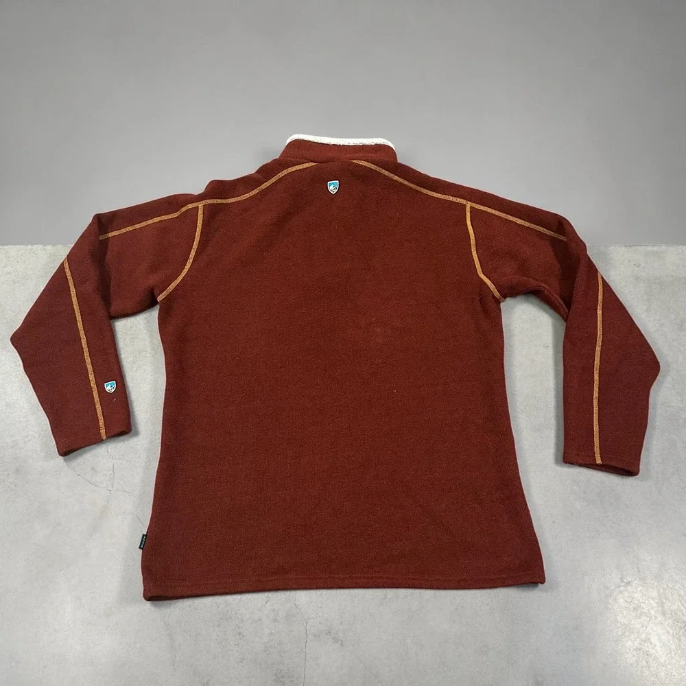 Kuhl Europa 1/4 Zip Fleece Pullover Rust Burgundy Mens XL 3017 Sherpa Collar